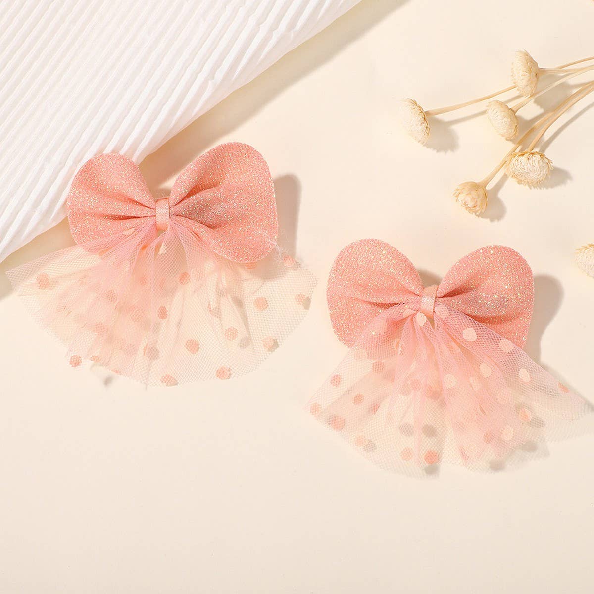 Stylish Double-Layer Mesh Bow Hair Clip for Kids_CWAHA6715