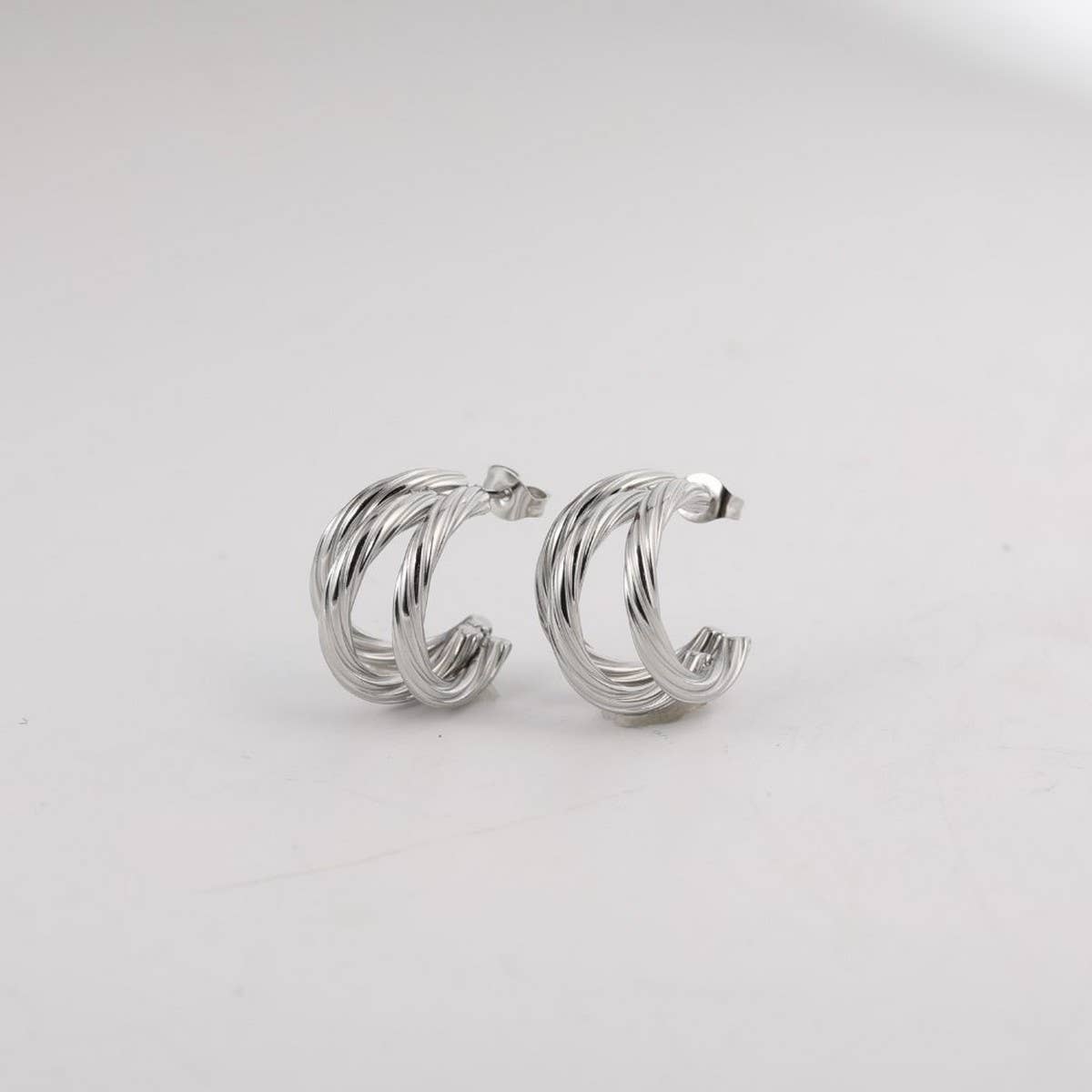 Mirror Finish Hollow Earrings Titanium Steel