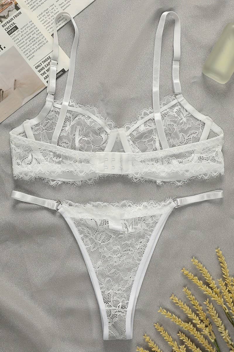 CWMU00294_SEXY LACE UNDERWIRE PUSH UP BRA SET
