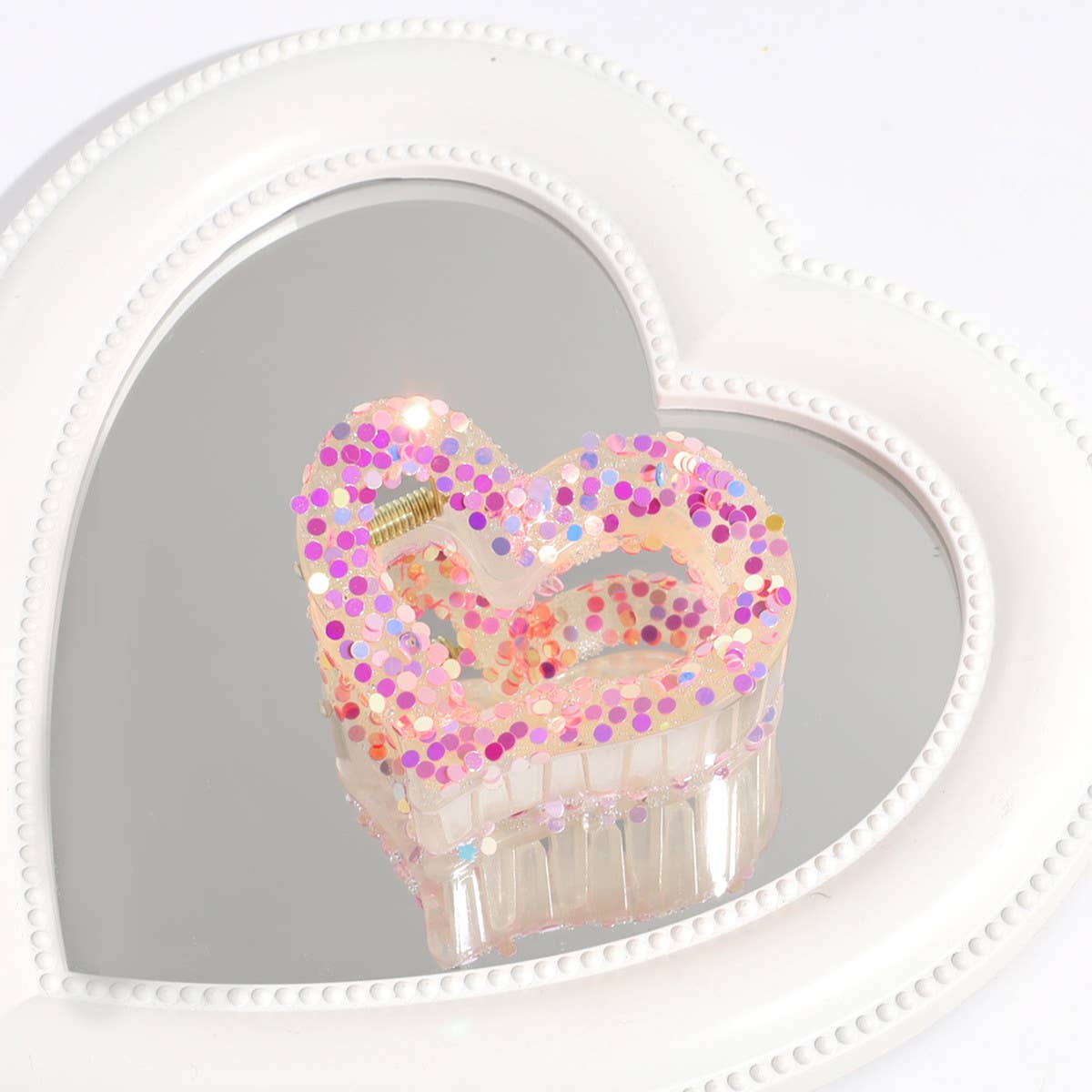 Heart & Star Glitter Hair Claw,Sweet Back Bun Clip