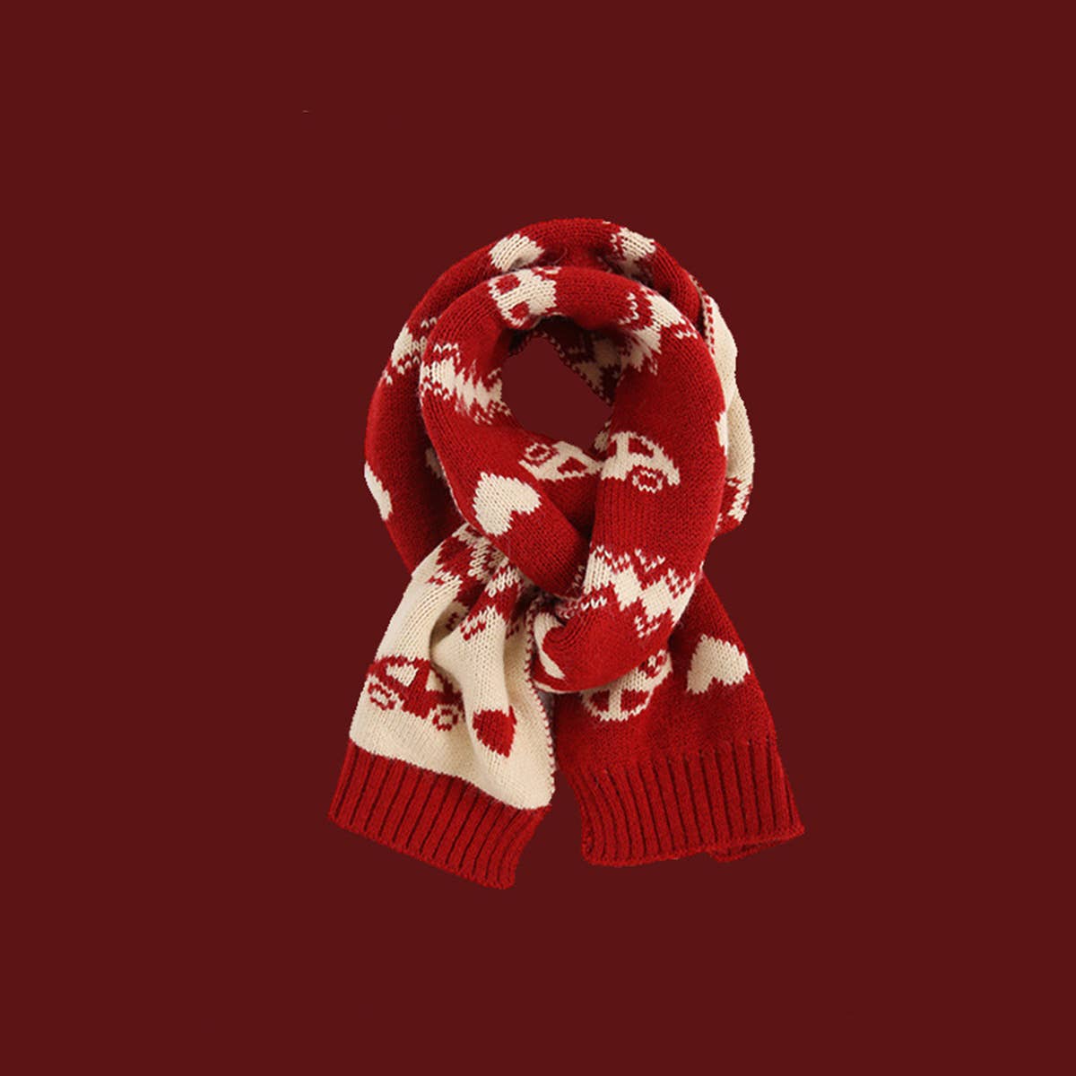 Red Knit Scarf - Cozy Winter Christmas Gift_CWASC1500