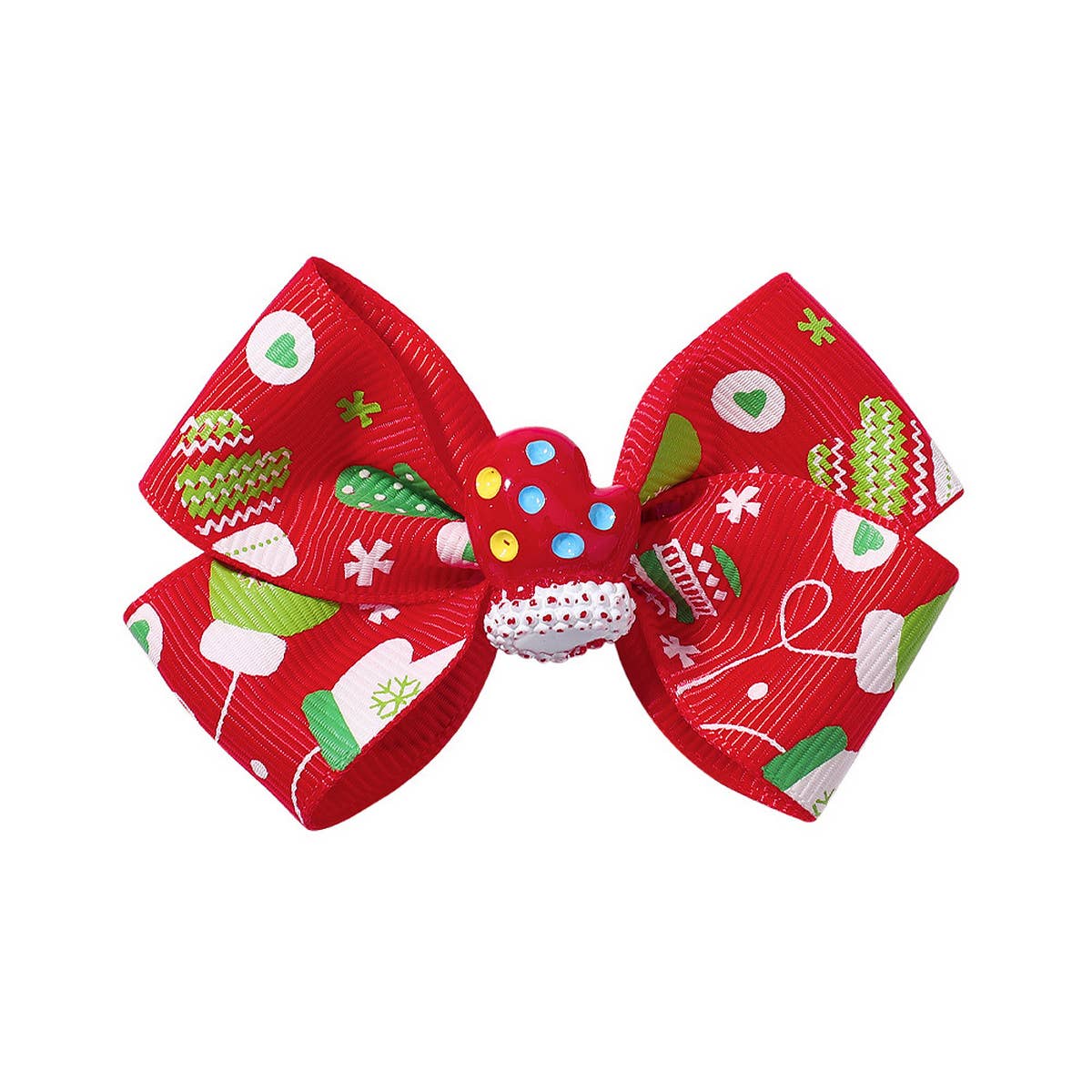CHILDREN'S SANTA CLAUS PRINTED BOW HAIRPIN