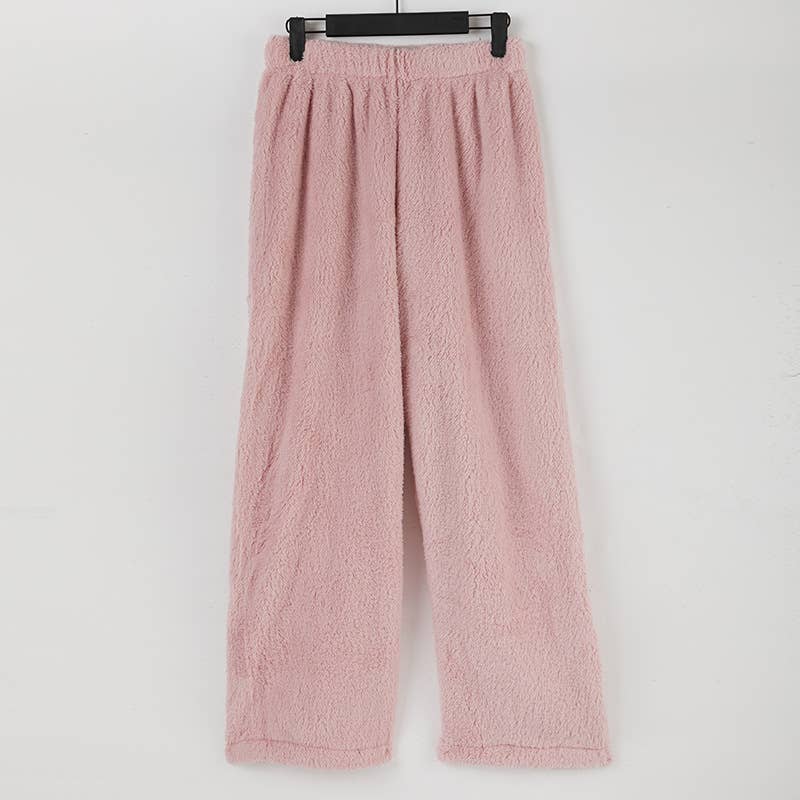DOUBLE-SIDED FLEECE WARM SOLID COLOR FLEECE PANTS