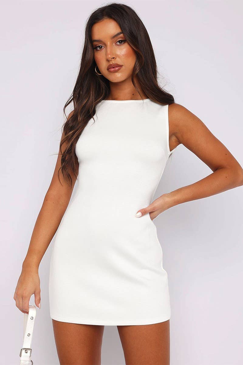 CWDSD8598_SEXY SLEEVELESS DRESS WITH WAIST