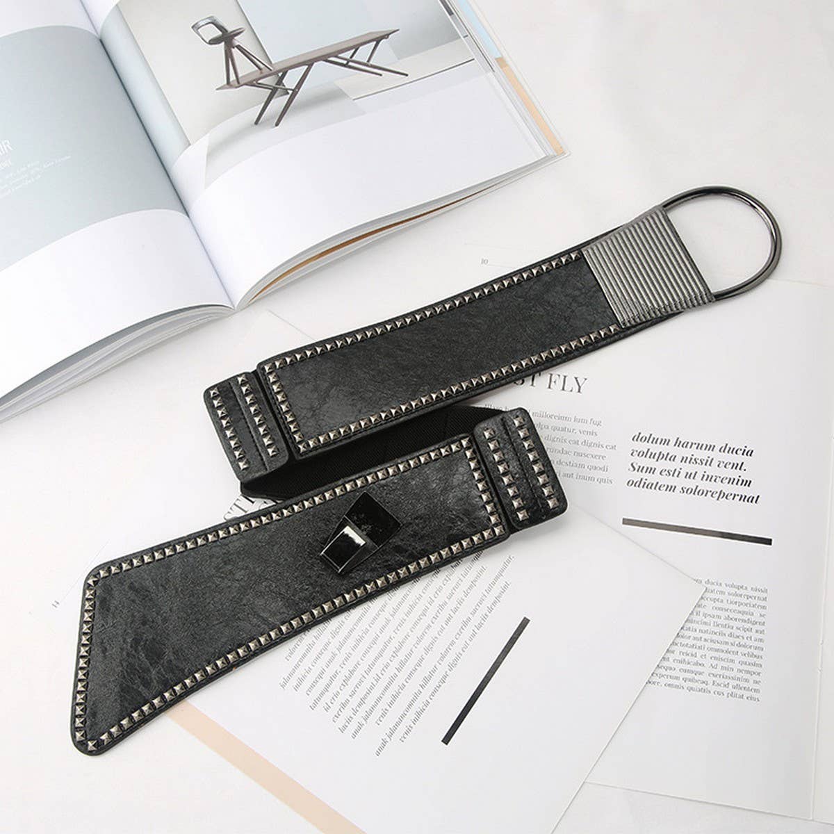 CWABE0970_RIVET FASHIONABLE PERSONALITY ELASTIC WAIST BELT