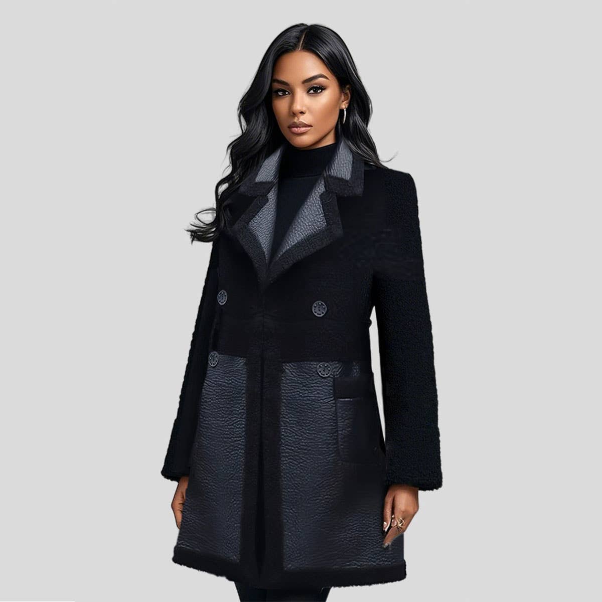 Vintage Reversible Faux Fur Lined Long Coat Women