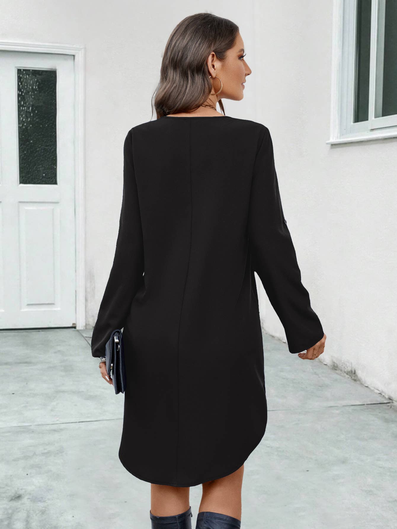 LONG SLEEVE SHIRT SHORT PULLOVER DRESS