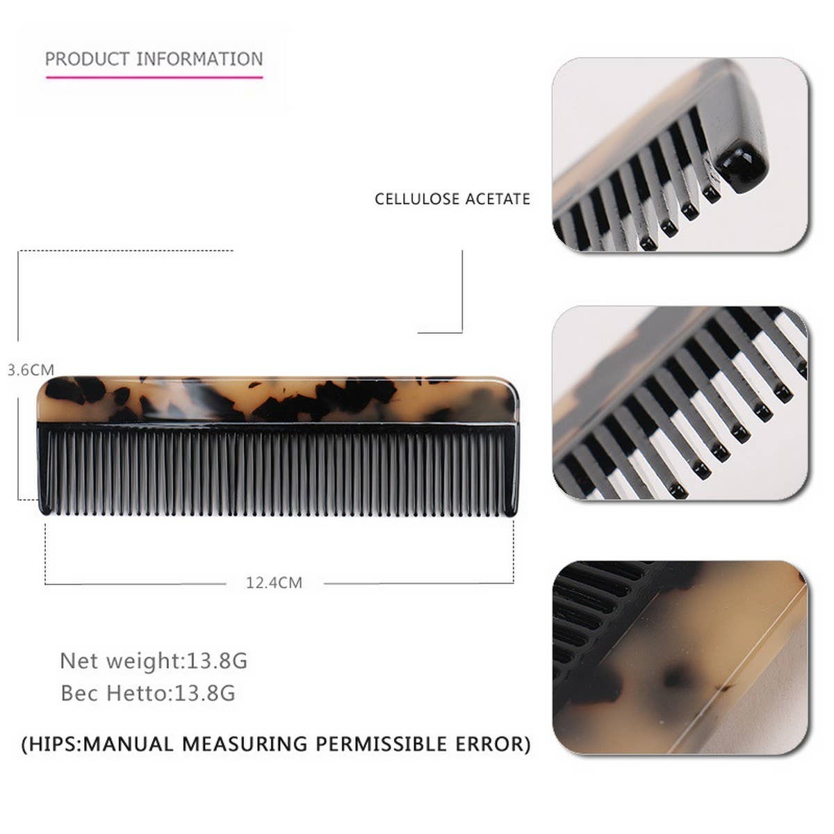 4MM TORTOISESHELL ACETATE HAIR COMB GRADIENT COMB_CWAHA4193