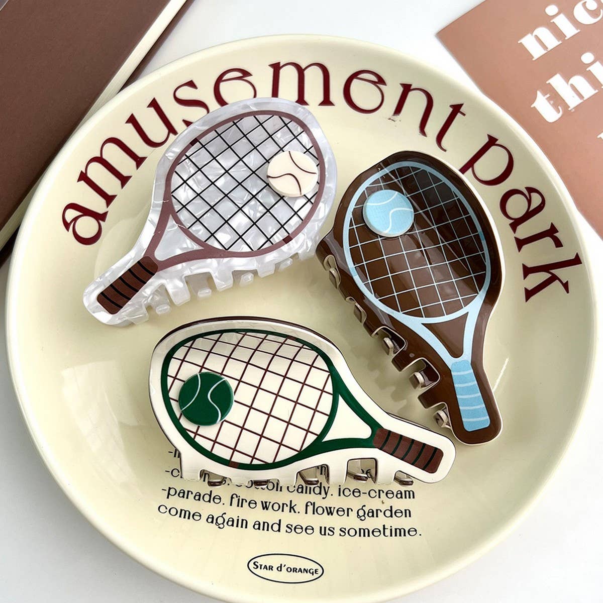 Tennis Racket Hair Claw, Creative Acetate Bun Clip