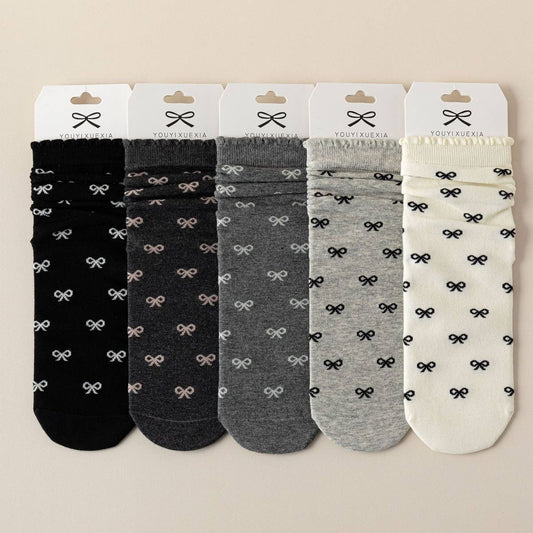VERSATILE WOOD EAR LACE BOWKNOT MID-CALF SOCKS