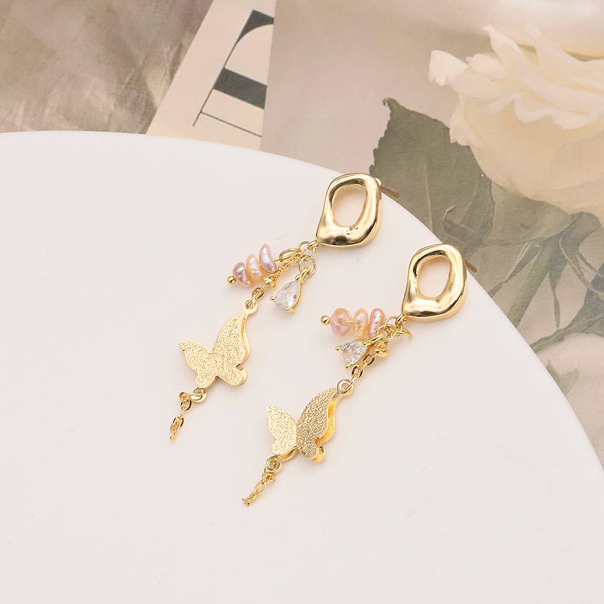 NEW SILVER NEEDLE PEARL EARRINGS FOR WOMEN