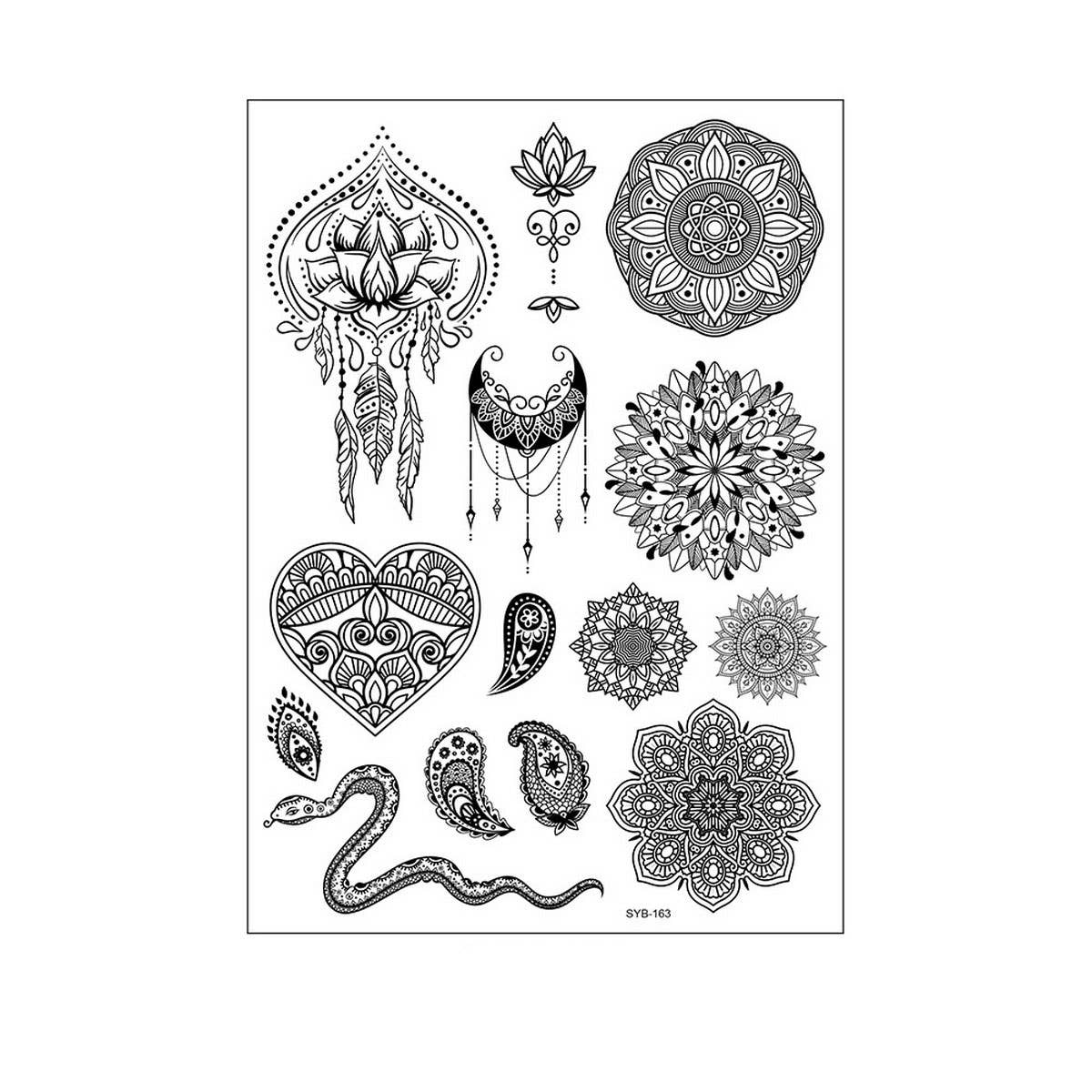 Bridal Mandala Tattoo Stickers Elegant Design_CWMM8356