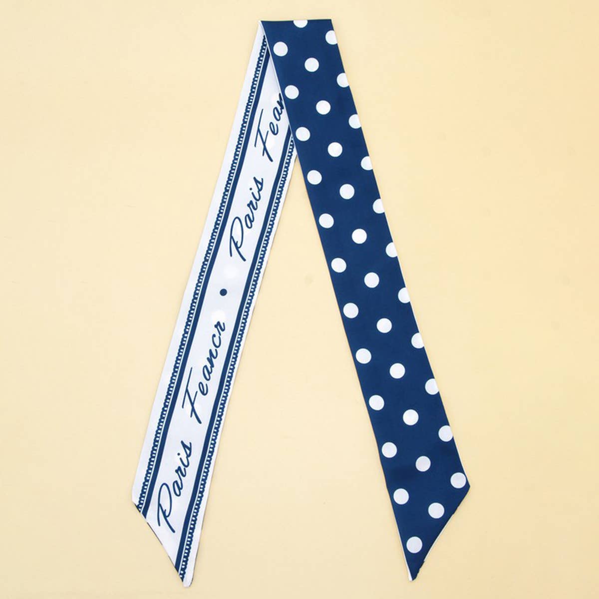 Silky Bowknot Scarf with Floral Letter Design