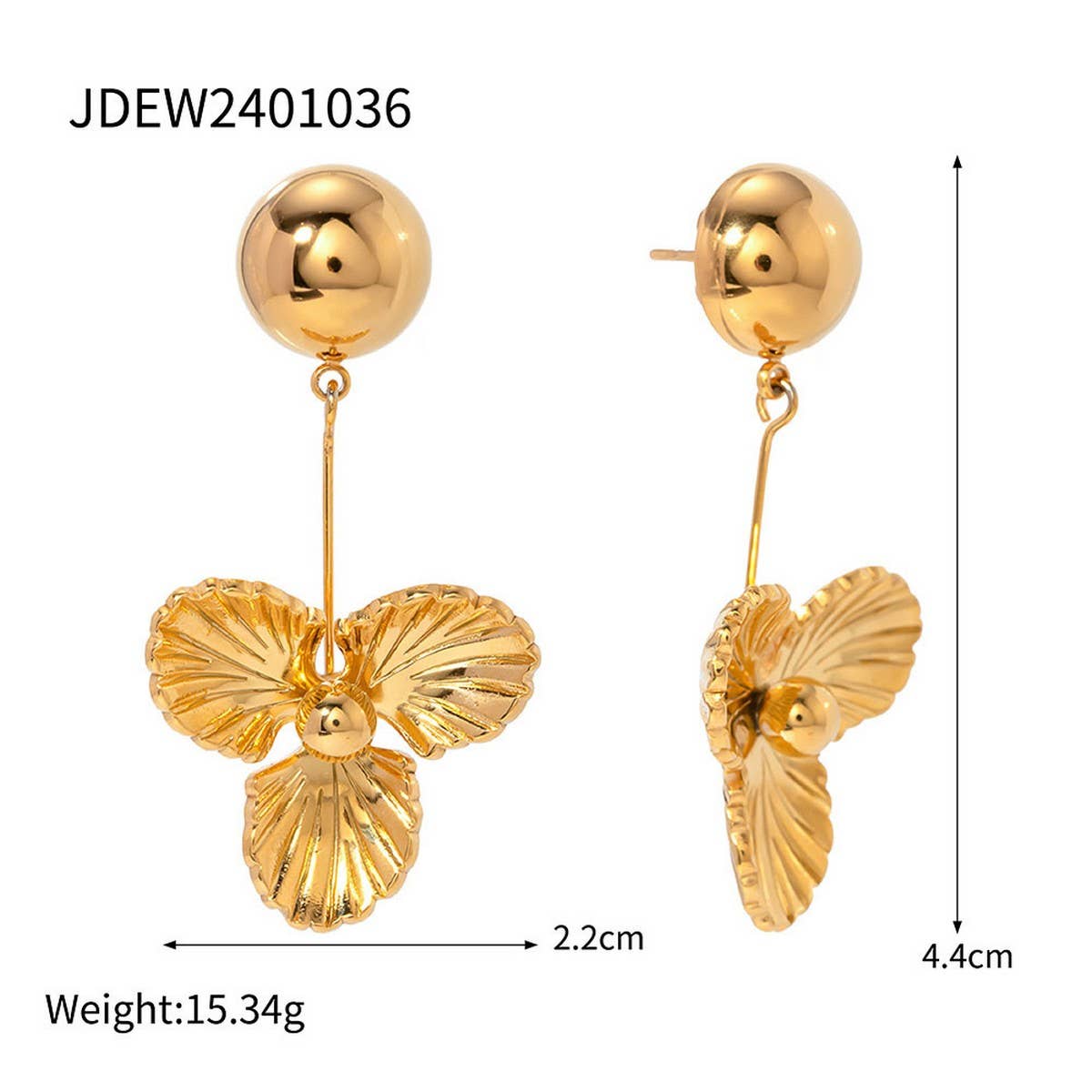 STAINLESS STEEL THREE-PETAL FLOWER EARRINGS_CWASC1680