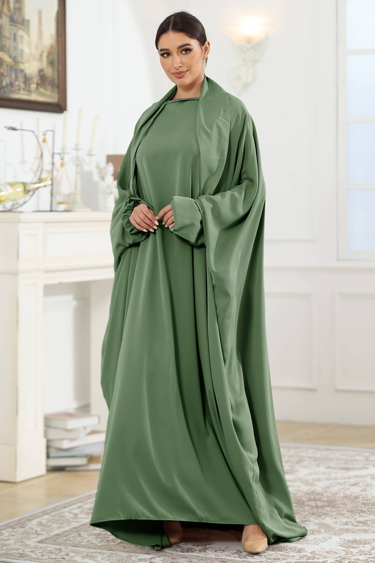 SATIN LACE ARABIC STYLE LOOSE DRESS