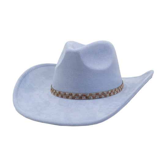 Western Ethnic Soft Suede Cowboy Fedora Hat_CWAH04400