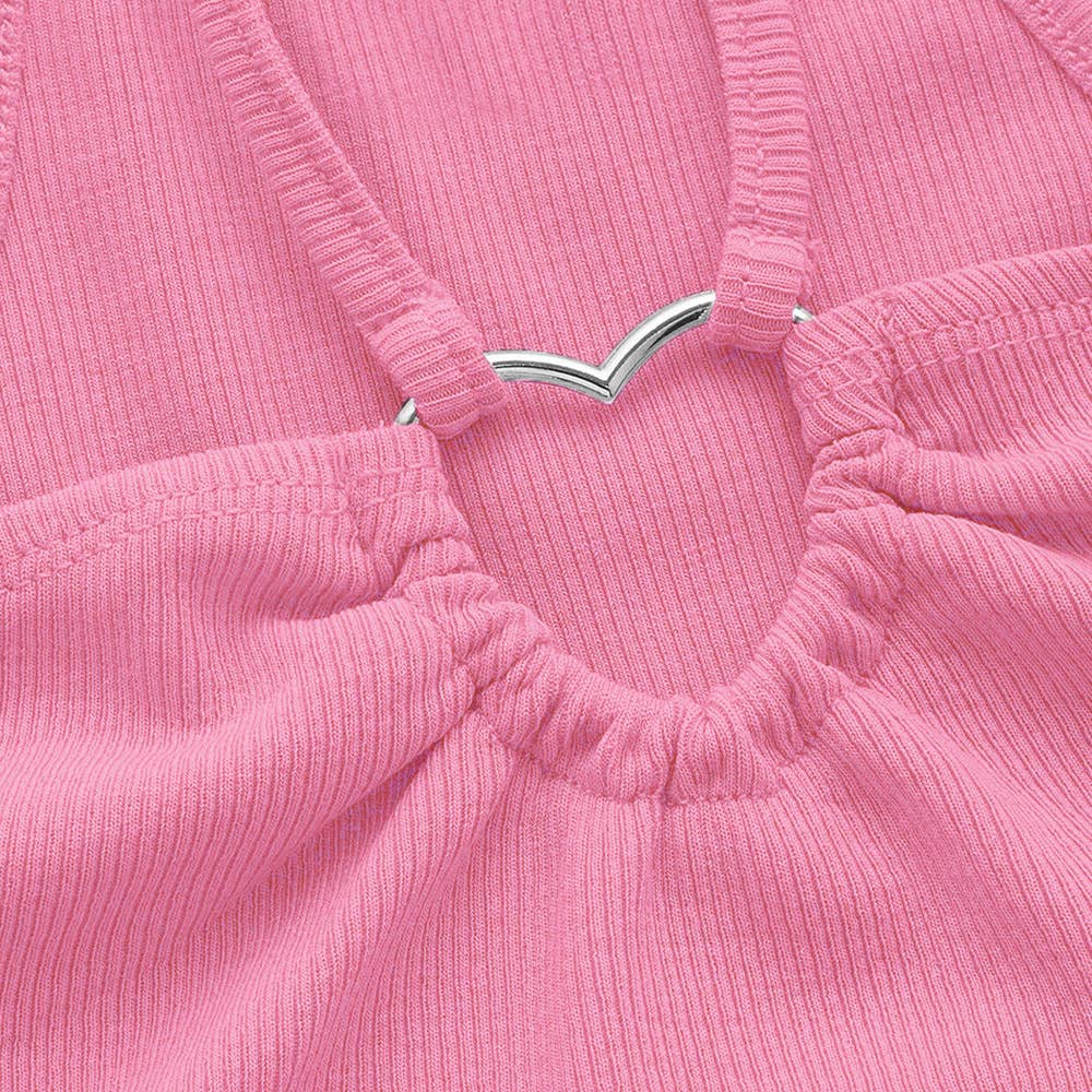 Slimming heart-shaped solid-color halter top