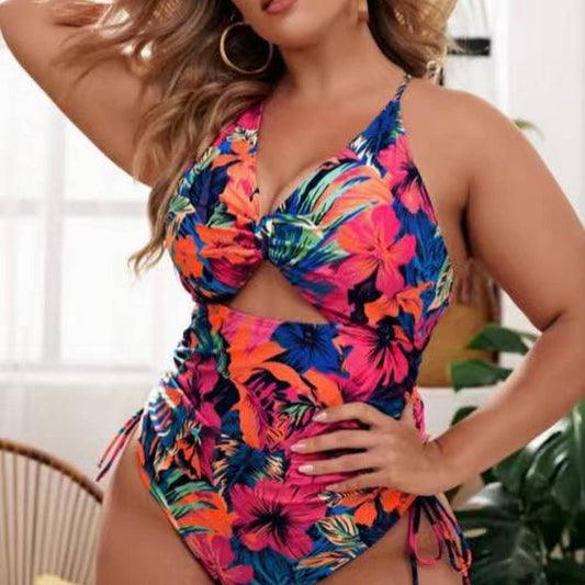 LARGE SIZE HOLLOW ONE-PIECE BIKINI SWIMSUIT
