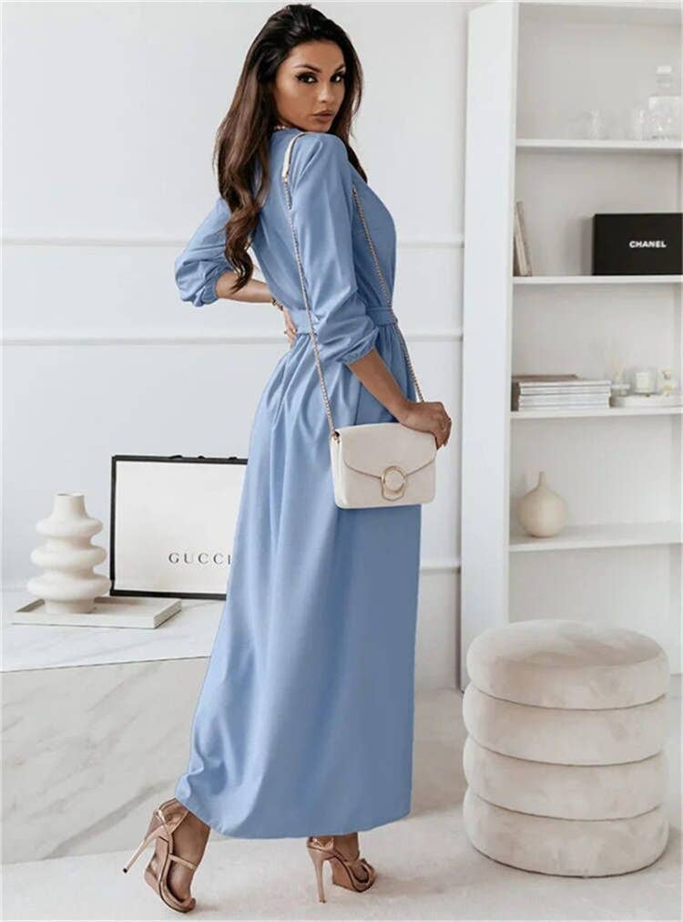 TEMPERAMENT WAIST SLIM SKIRT LONG SLEEVE DRESS