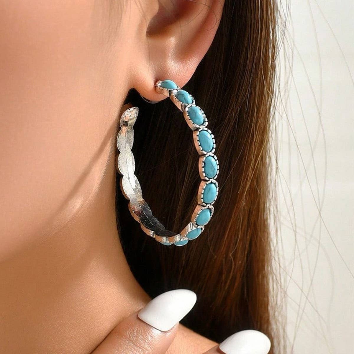 NEW RETRO GEOMETRIC CIRCLE C-SHAPED EARRINGS