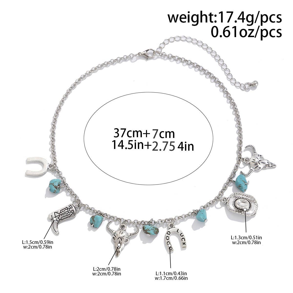 COWBOY HAT TURQUOISE MULTI-LAYER NECKLACE