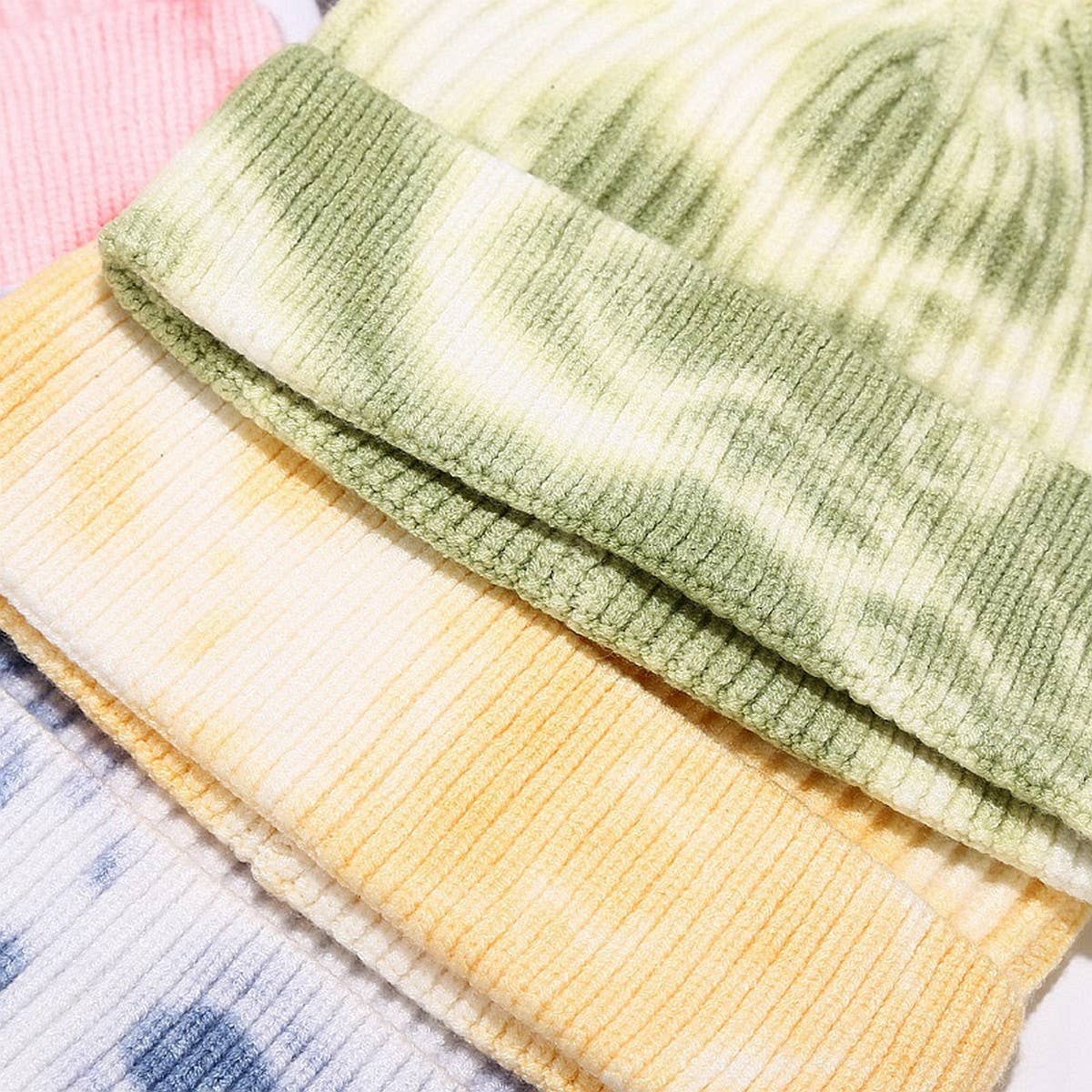 TIE-DYED KNITTED HAT MELON-SHAPED WARM BEANIE HAT_CWAH2077