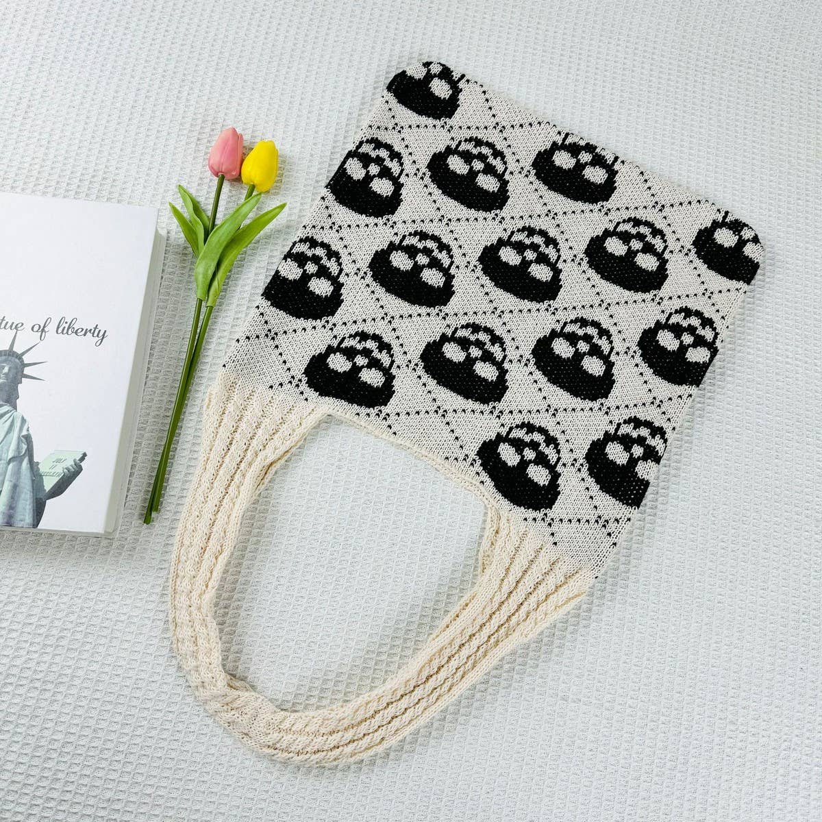 CUAB00333_HALLOWEEN KNIT TOTE BAG WOVEN SHOULDER HANDBAG