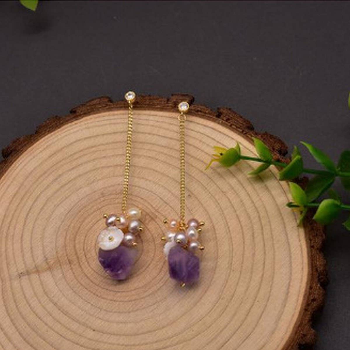 SIMPLE AND VERSATILE HIGH-END PURPLE EARRINGS