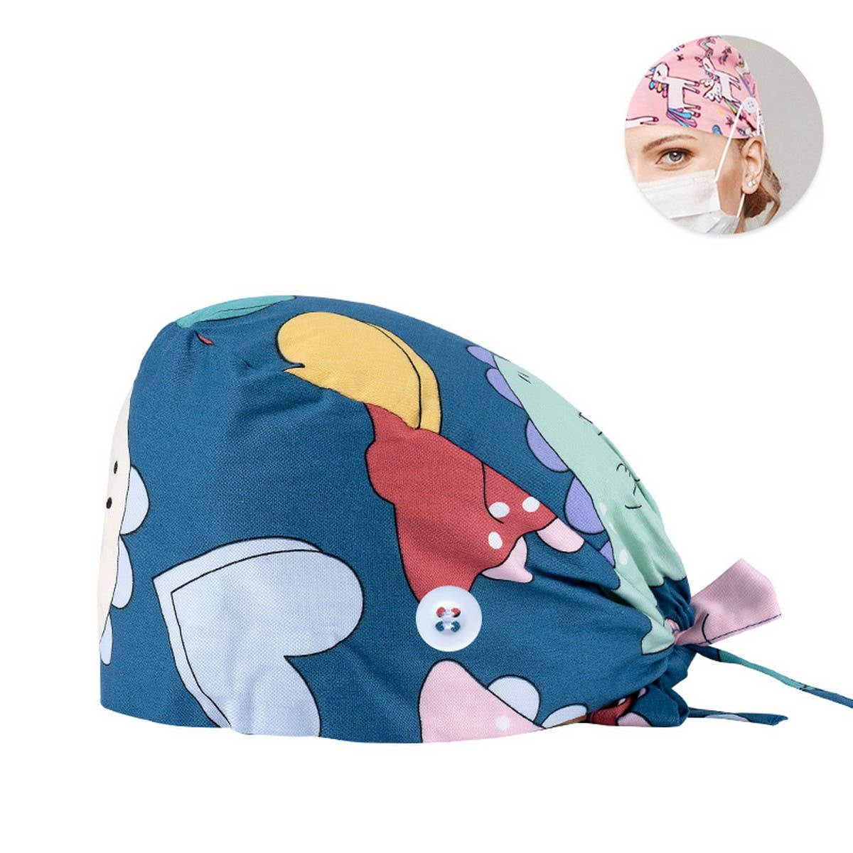 SURGICAL CAP SCRUB CAP COTTON TIE PRINT CAP_CWAH3322