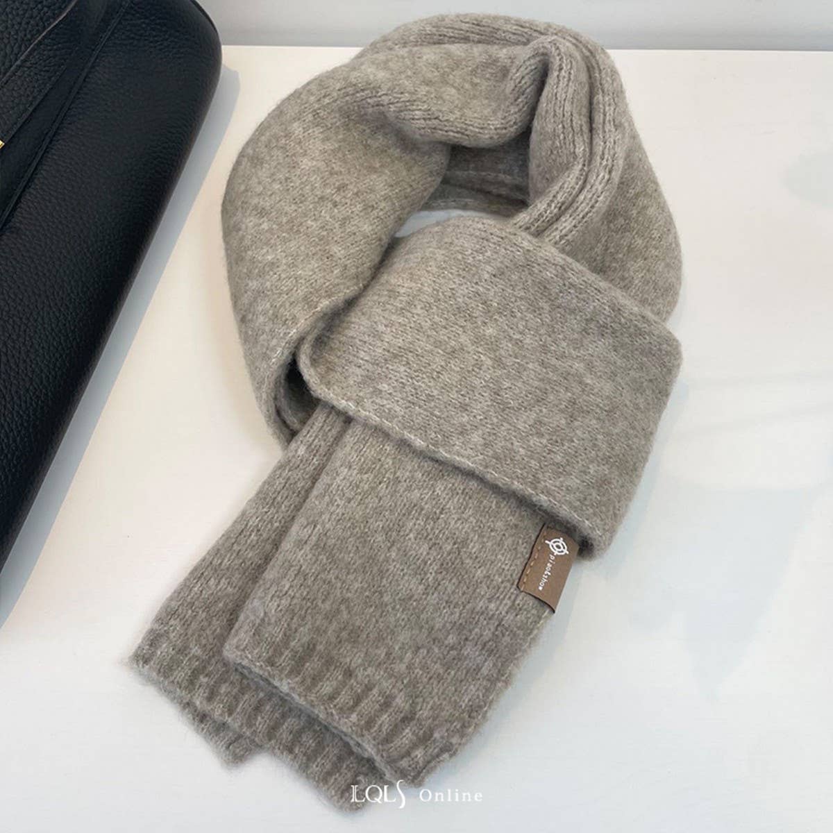 Cozy Beige Wool Blend Knit Scarf Thick Warm Unisex