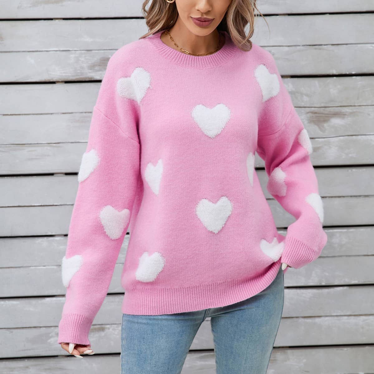 VALENTINE'S DAY LOVE LONG-SLEEVED KNIT SWEATER