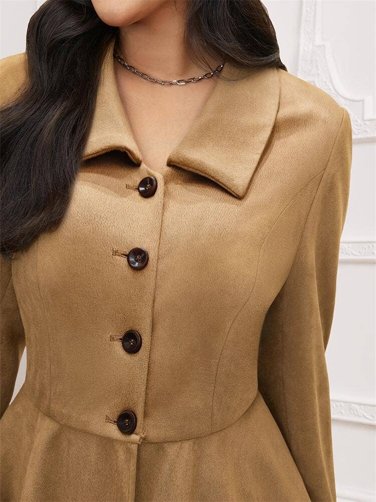 SUEDE LONG-SLEEVED JACKET WITH IRREGULAR LAPELS
