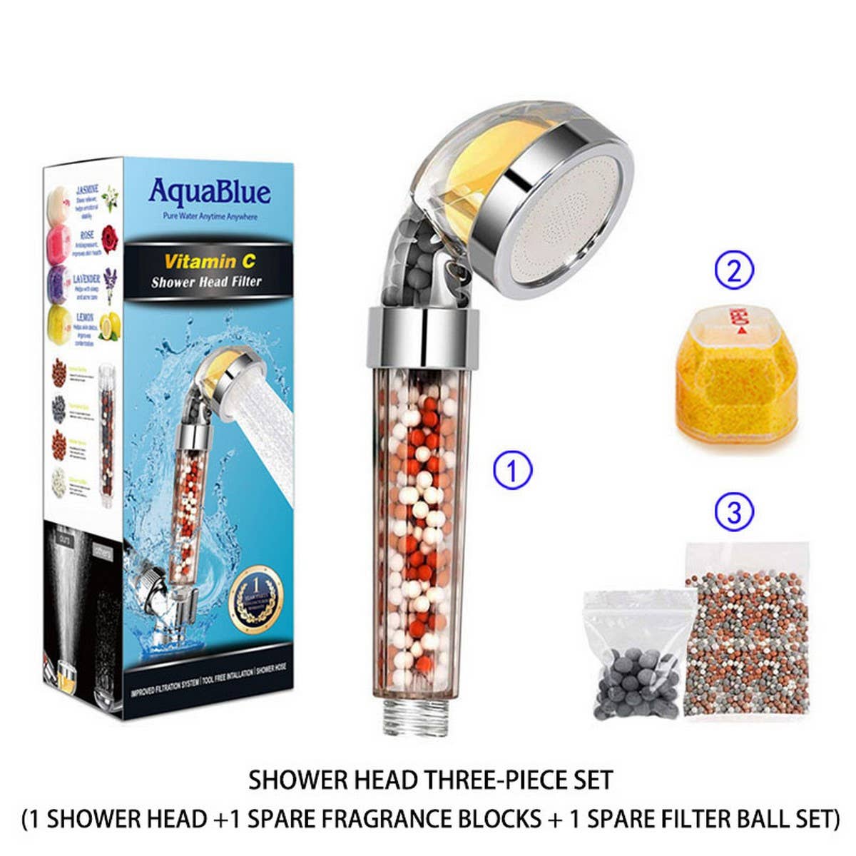 LEMON AROMA FILTER NEGATIVE ION SHOWER HEAD