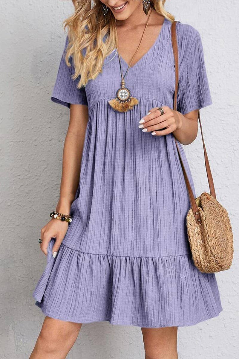 CWDSD10601_SUMMER LOOSE CASUAL SHORT-SLEEVED WAIST DRESS