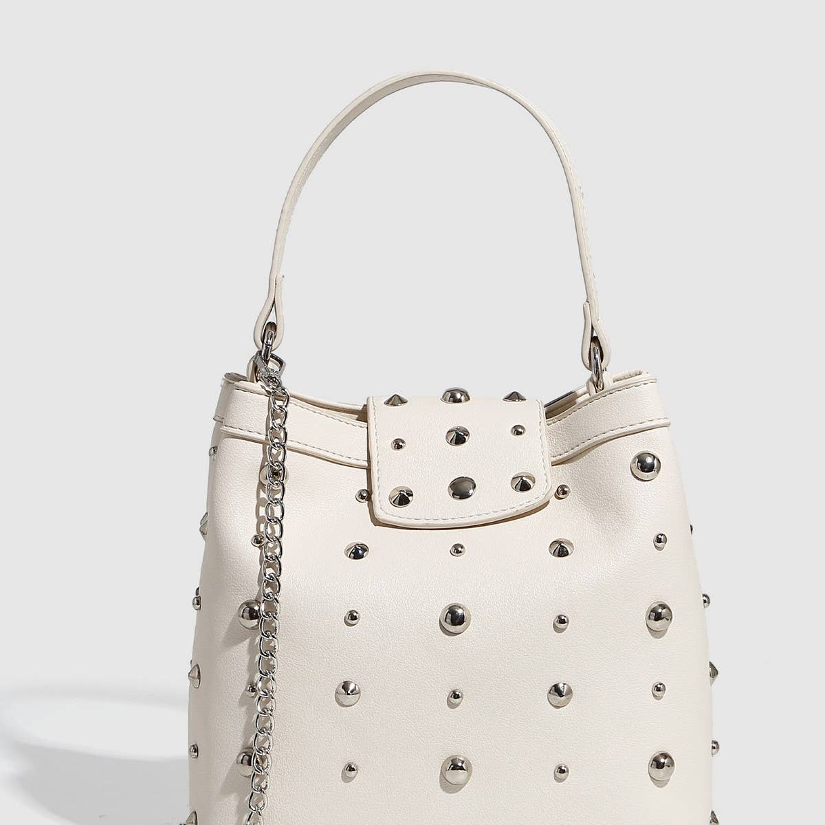 New Metallic Polka Dot Studded Shoulder Bag_CWAB5721
