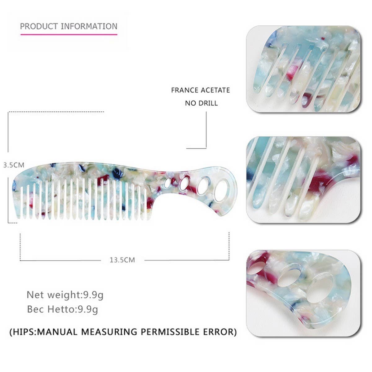 ACETATE SHEET HOUSEHOLD HAIR COMB ANTI-STATIC COMB_CWAHA4197