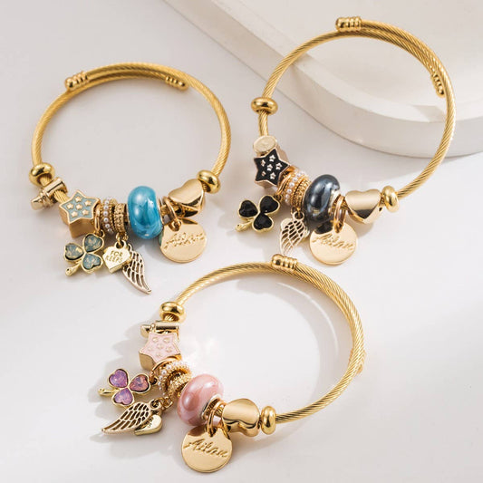 Unique Beaded Bracelet with Clover & Charms