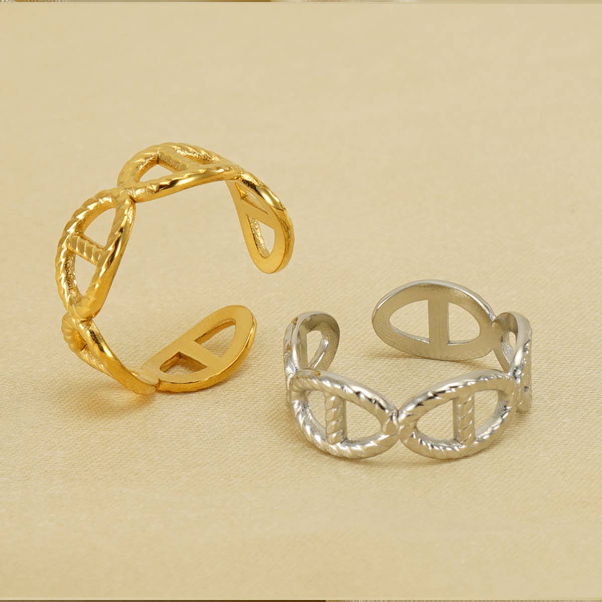 TITANIUM CUTOUT ADJUSTABLE STAINLESS STEEL RING