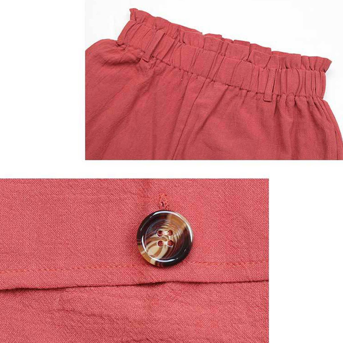 SOLID COLOR HIGH-WAISTED CASUAL LACE-UP PANTS