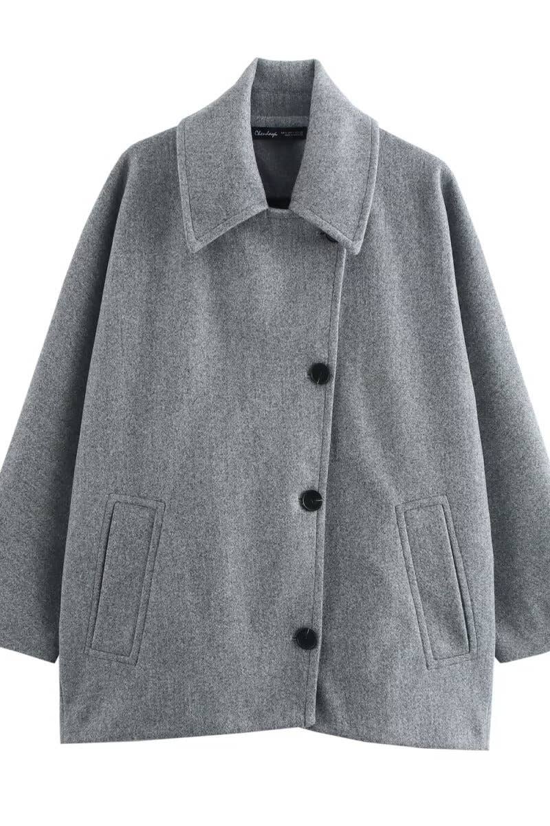 CWOCO0903_FALL FASHION BUTTON-UP LONG-SLEEVED COAT