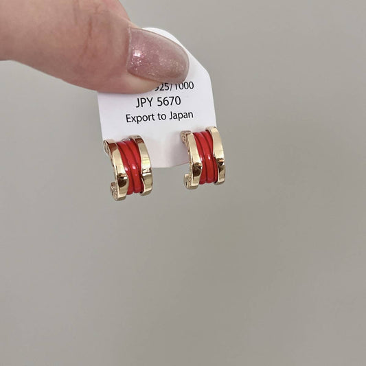 LIGHT LUXURY RED C-SHAPED EARRINGS