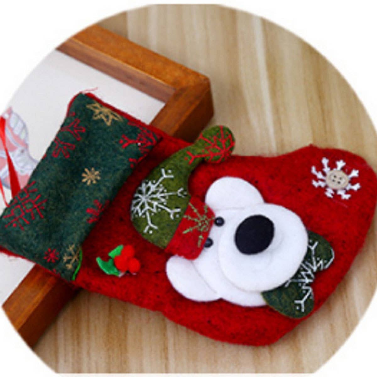 CHRISTMAS DECORATIONS WITH VARIOUS CHRISTMAS SOCKS