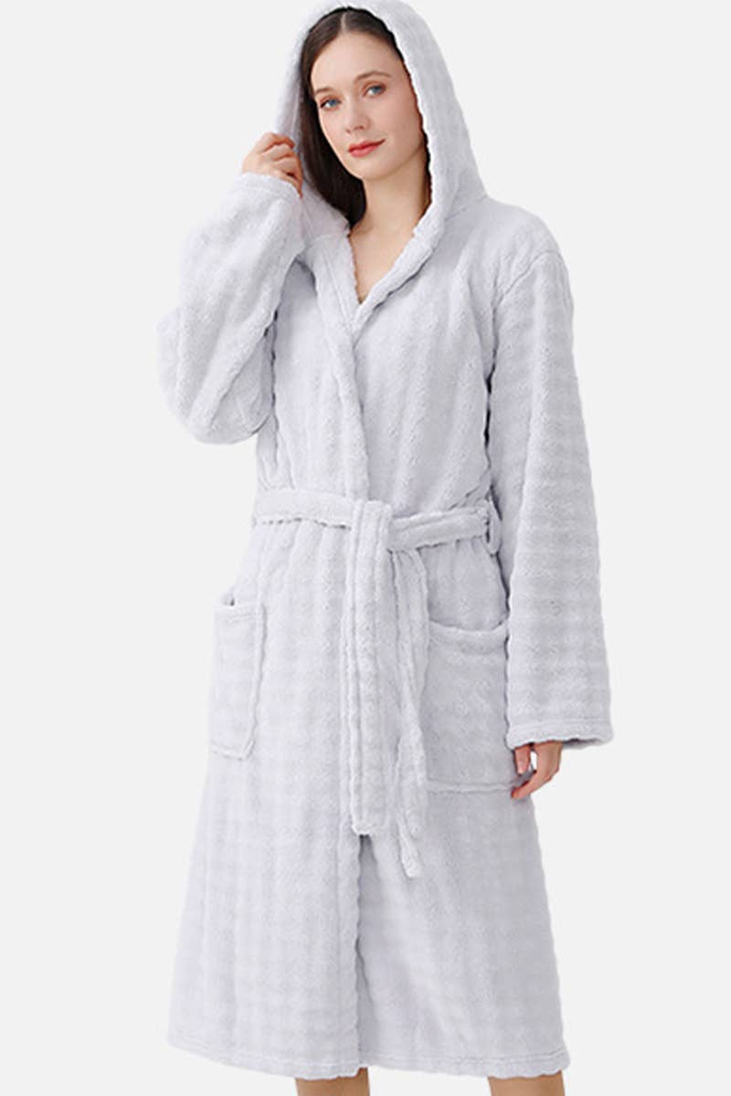 CWMM8295_THICKENED HOUSEHOLD LONG CORAL FLEECE ADULT ROBE