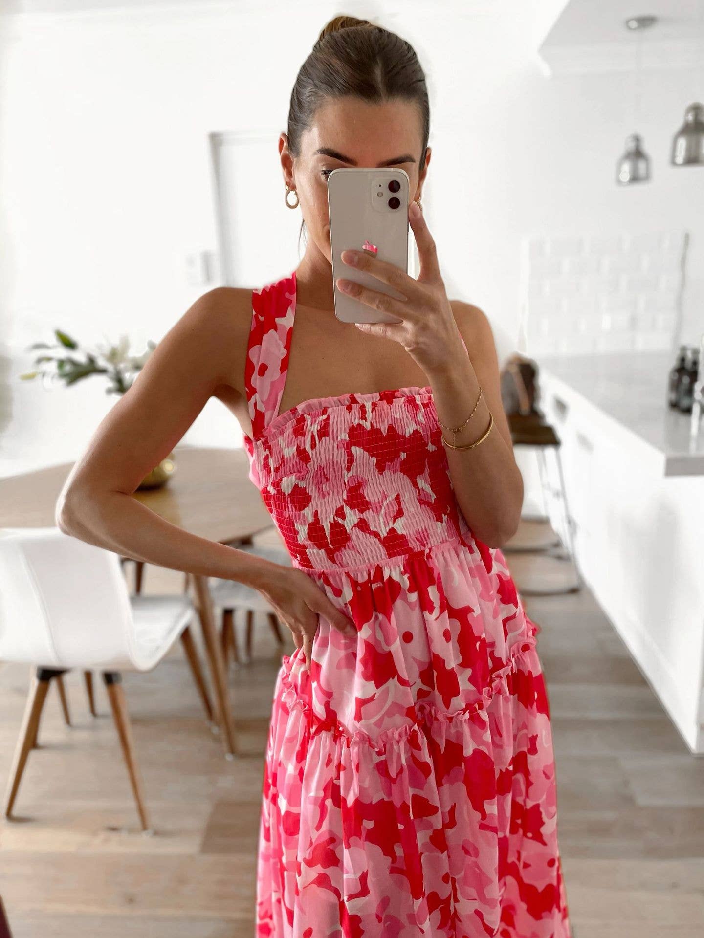 LEISURE WOODEN EAR EDGE PLEATED SUSPENDERS DRESS