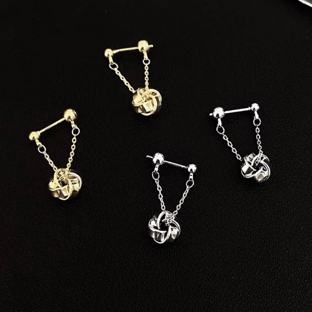 GEOMETRIC SPIRAL TWIST PENDANT TASSEL EARRINGS