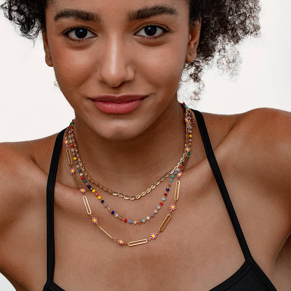 COLLARBONE METAL COLORED MULTI-LAYER NECKLACE