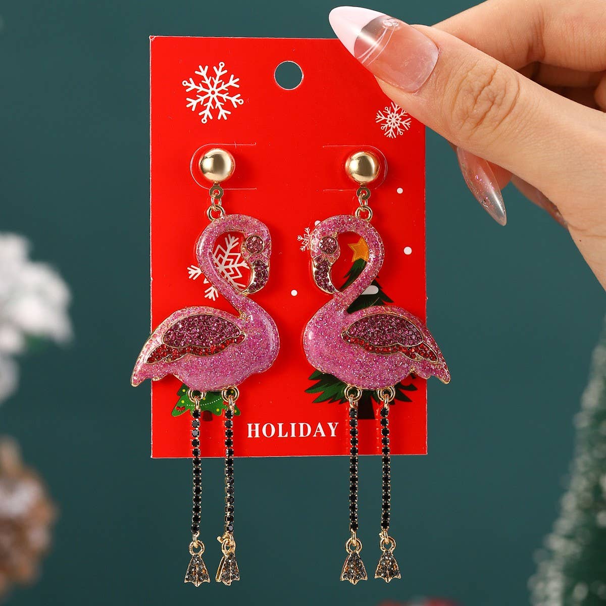 NEW CHRISTMAS CARTOON DIAMOND PENDANT EARRINGS