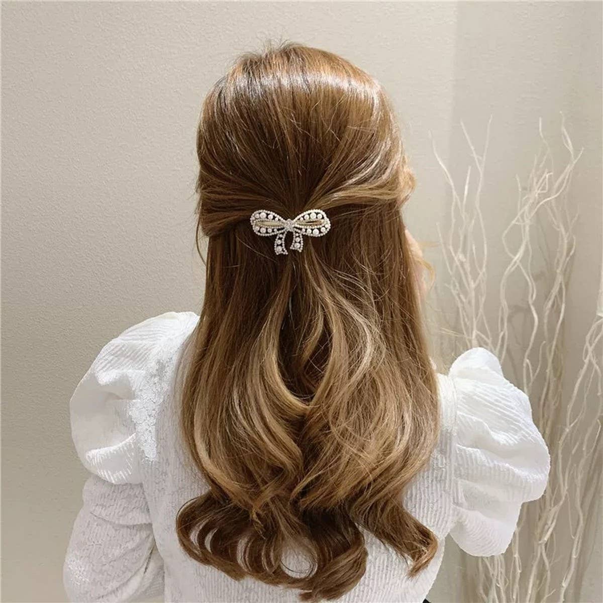 BOW PEARL HAIRPIN DUCKBILL CLIP BANGS CLIP_CWAHA4788