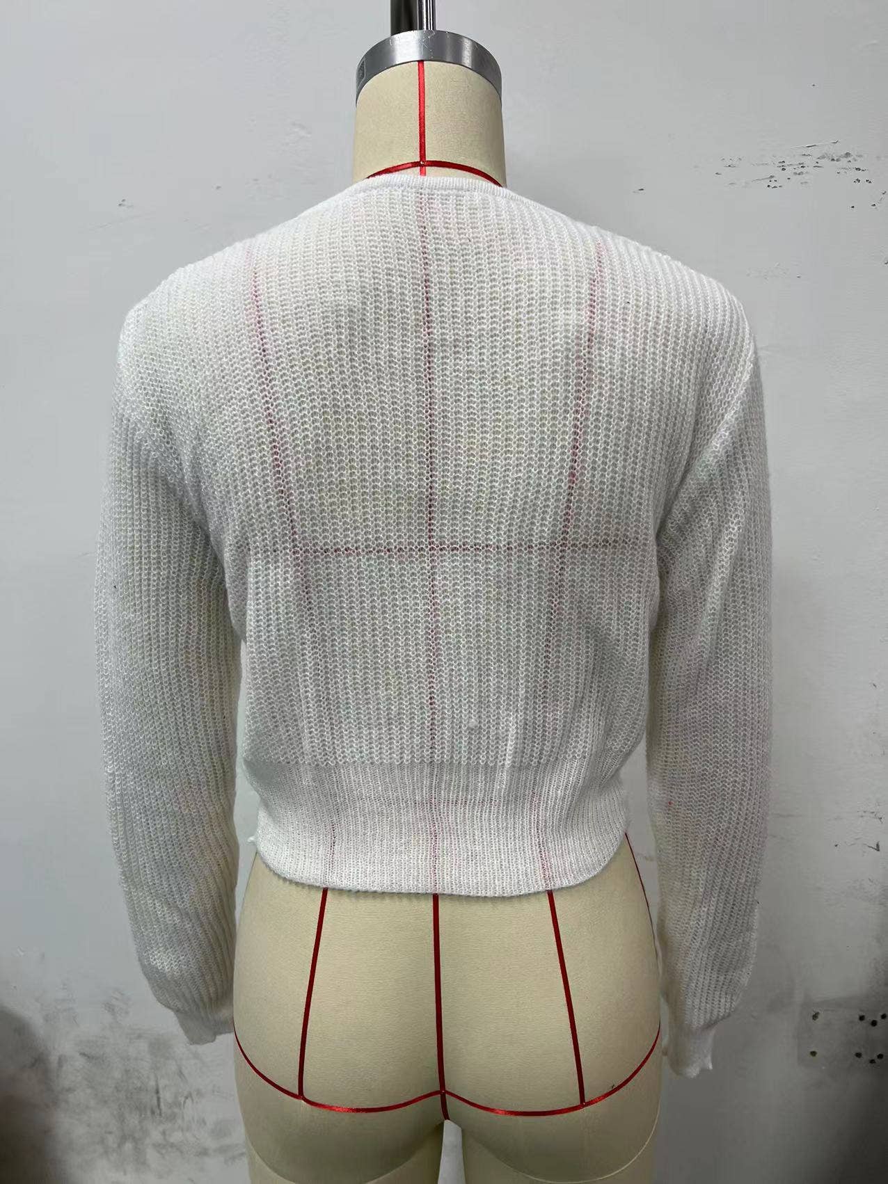 LONG SLEEVE PIT STRIP KNITTED ELASTIC CARDIGAN