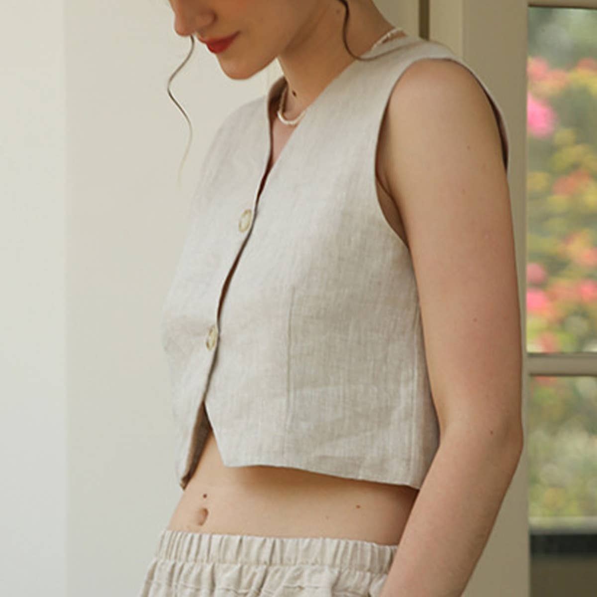 LINEN VEST TOP CARDIGAN